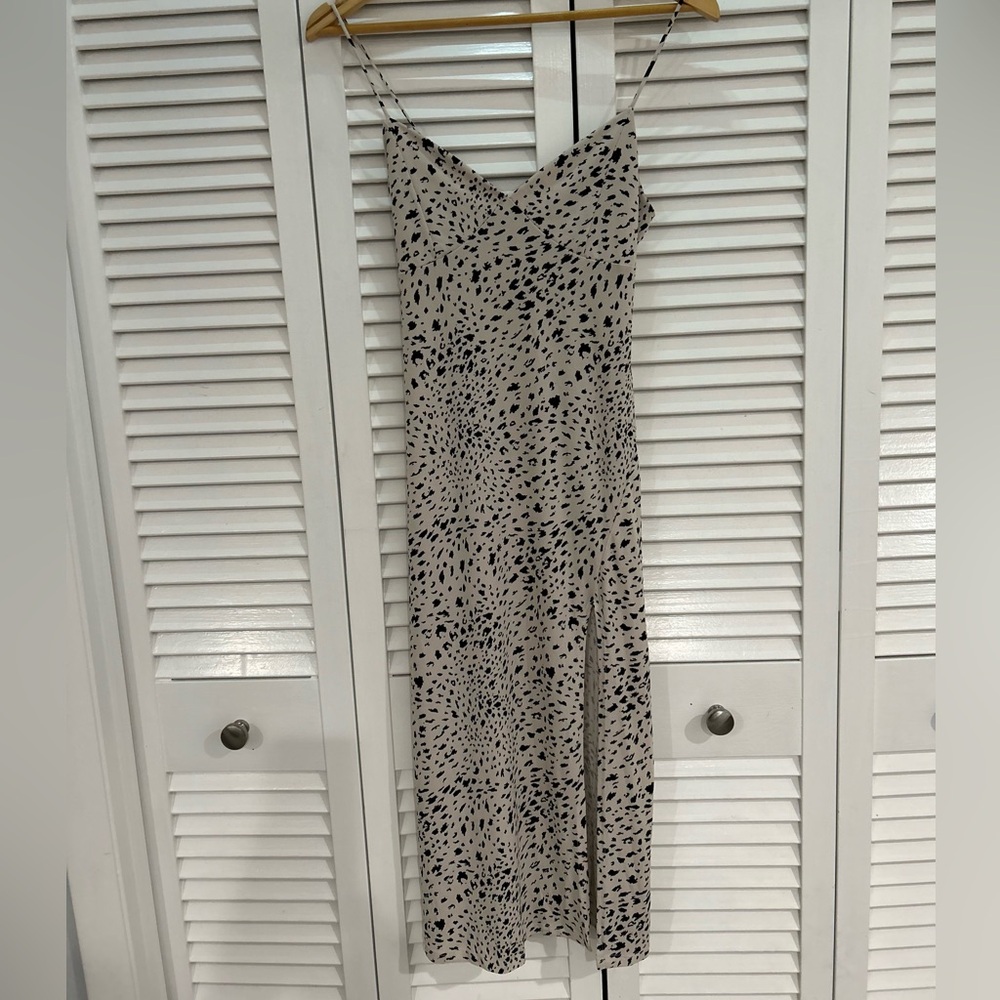 Adorable animal print strapless midi-maxi dress by lovely day in size small